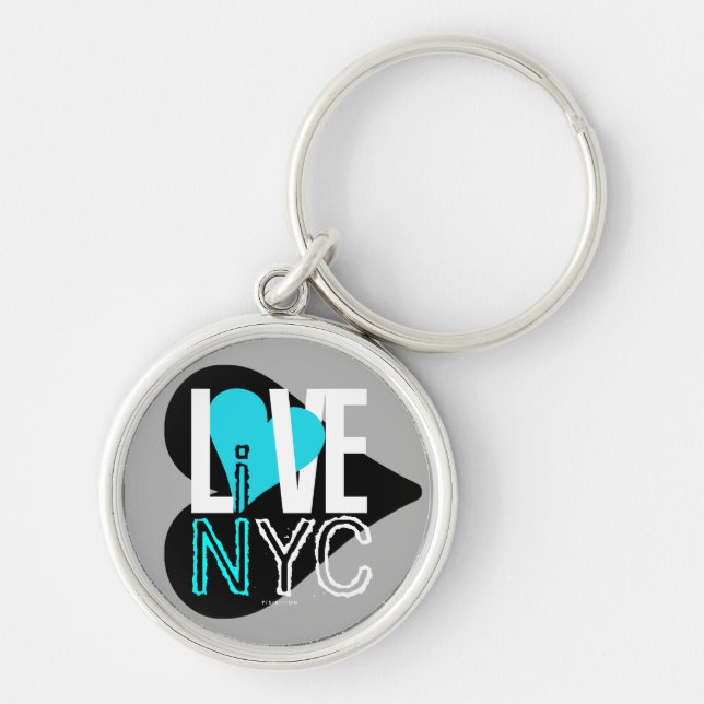 Love NYC Live In NYC Chaveiro Cinza Blue (Frente)