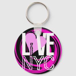 Love NYC Live In NYC Chaveiro Pink