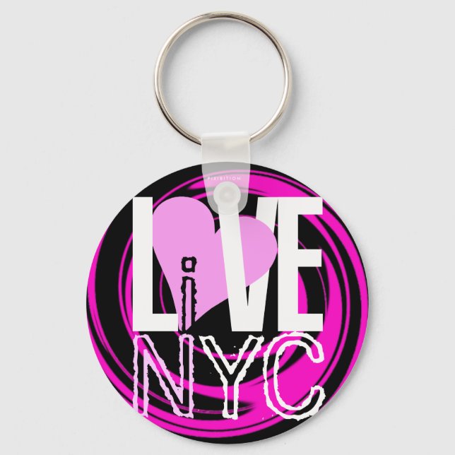 Love NYC Live In NYC Chaveiro Pink (Frente)