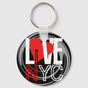 Love NYC Live In NYC Chaveiro Red Black