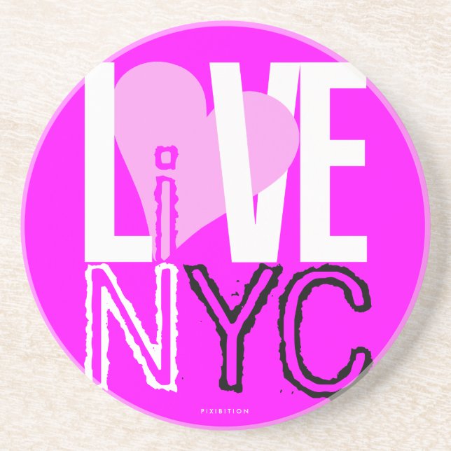 Love NYC Live In NYC Porta copos Rosa 3 (Frente)