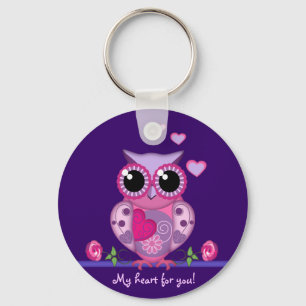 Love Owl carregando a Heart & text Chaveiro