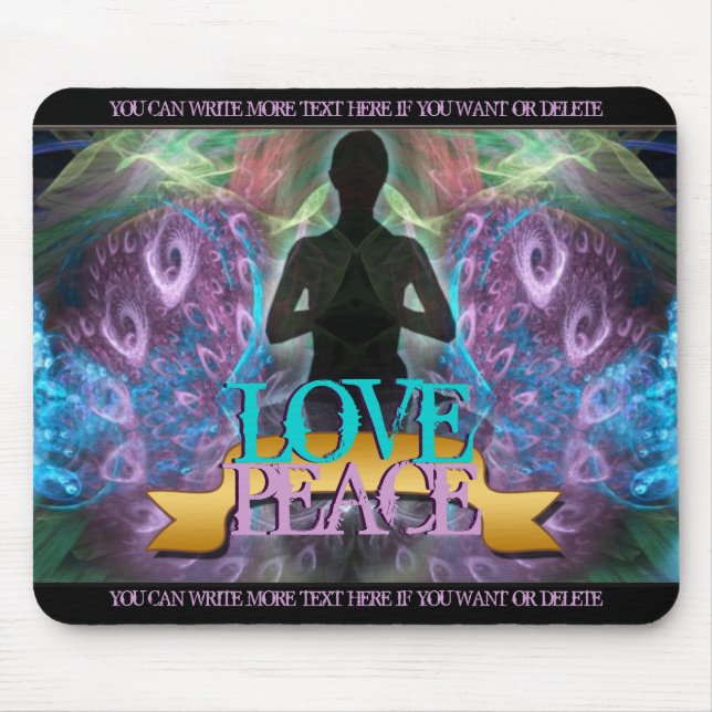 Love Peace Zen Yoga Fractal Art Mousepad (Frente)
