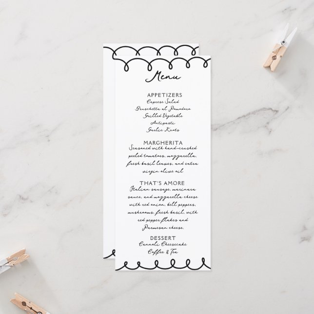 Love & Pizza | Whimsical  Menu (Frente/Verso In Situ)