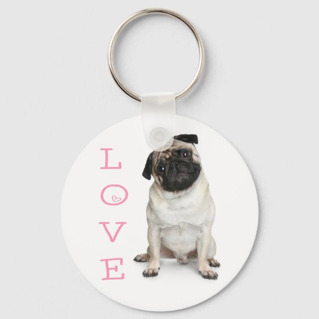 Love Pug Puppy Dog Chaveiro (Frente)