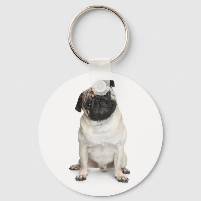 Love Pug Puppy Dog Chaveiro (Frente)