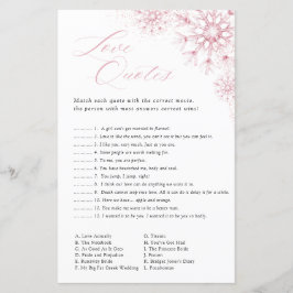 Love Quotes Game Pink Snow in Love Bridal Shower