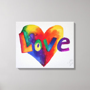 Love Rainbow Heart Pintura Canvas