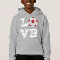 Love Red Soccer Ball - Letras Brancas