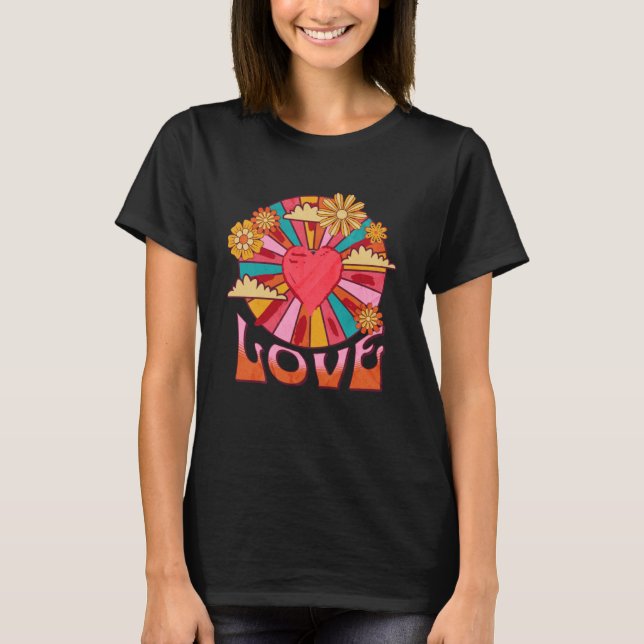 Love Retro Hippie Style Pullover Hoodie (Frente)