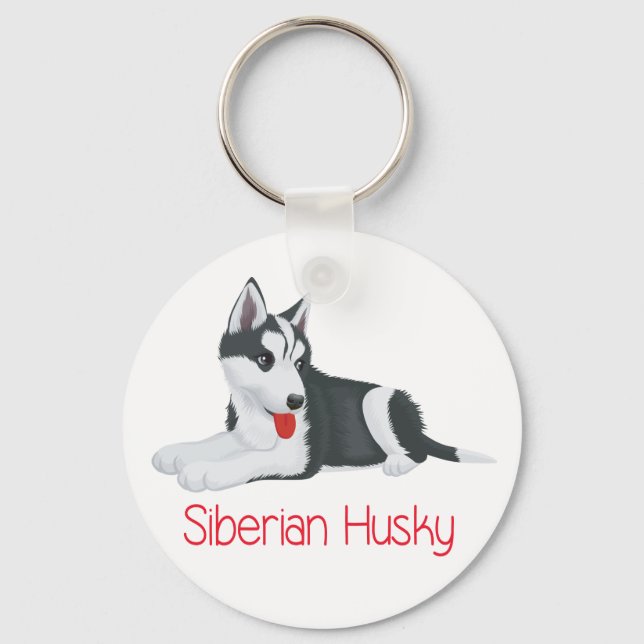 Love Siberian Husky Puppy Dog Chaveiro (Frente)
