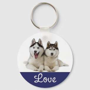 Love Siberian Husky Puppy Dog Portrata Chaveiro
