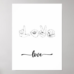 Love Sinal Language Line Art Poster