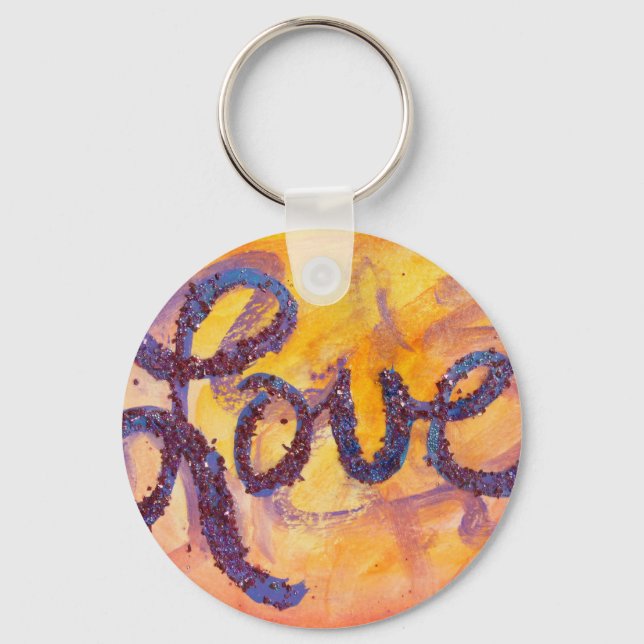 Love Sunset Ouro Glow Painting Chaveiro (Frente)