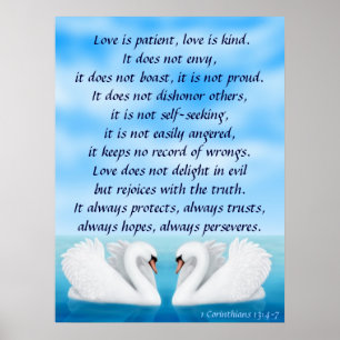Love Swans 1 Corinthians 13 Impressão