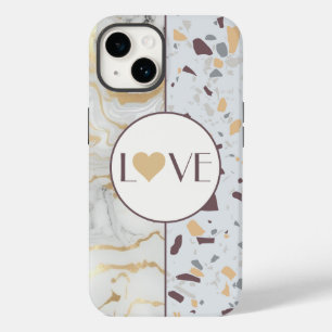 Love Terrazzo Marble capas de iphone com Dourado c
