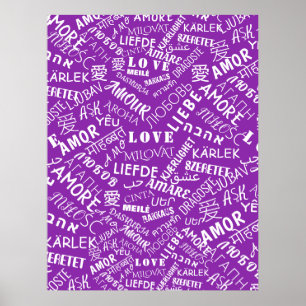 Love Text Poster Multi Language Word - Suas Cores