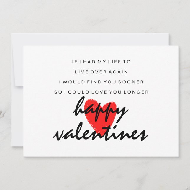 Love You Longer Poem Valentines Day Card (Frente)