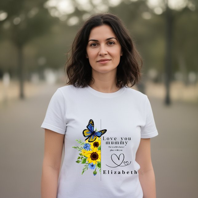 Love You Mummy Personalized Floral T-Shirt (Criador carregado)