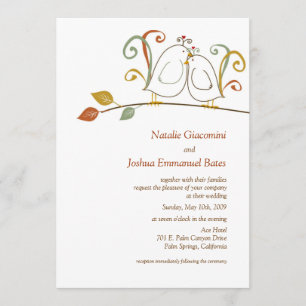 Lovebird em Branches Convites de Casamento
