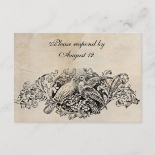 Lovebirds RSVP do vintage com envelopes