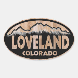 Loveland Colorado em madeira, sinal oval adesivos