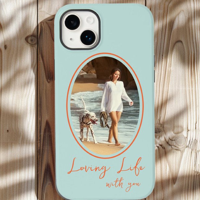 Loving Life with You Mint Orange Oval (Vida Adoráv (Mint and Orange iphone case with photo by Darling & May)