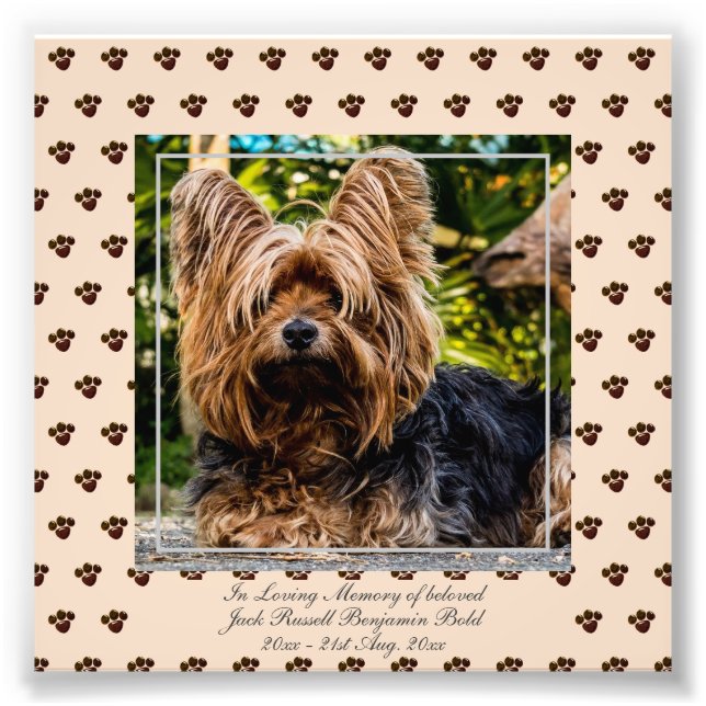 Loving Memory Jack Russell FOTO batizada Keepsawn (Frente)