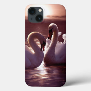 Loving Swans Forming a Heart