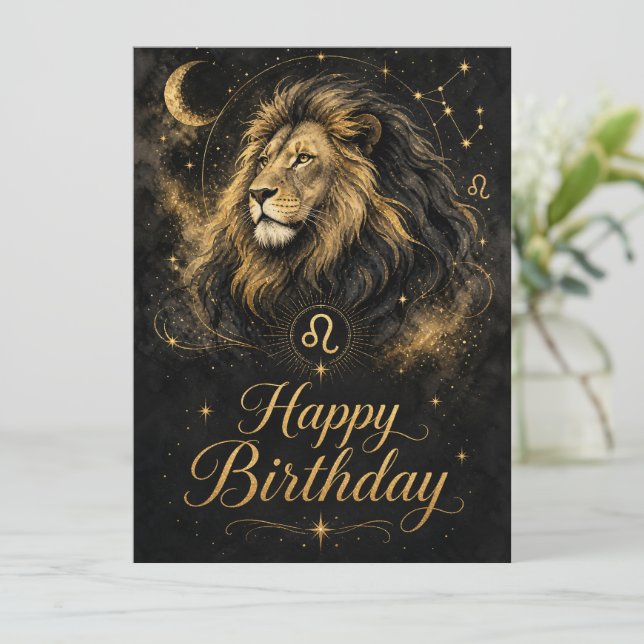 Löwe Happy Birthday Sternzeichen Design (Em pé/Frente)