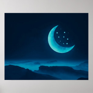 Lua azul e montanhas  Poster