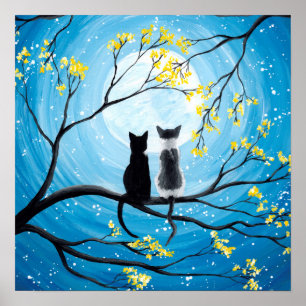 Lua branca com Poster de gatos