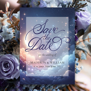 Lua Celestial e Estrelas Salvem o Cartão de Data