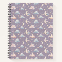 Lua Celestial Estrelas Nuvens Aquarela Pastéis