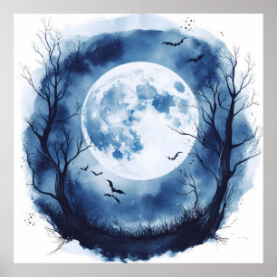 Lua cheia de fantasia com Poster de Dia das Bruxas