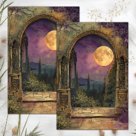 LUA CHEIA E ARCO DE JARDIM DECOUPAGE PAPEL DE SEDA