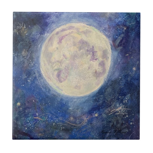 Lua Cheia Noturna Céu Celestial Maureen Girard Uni (Frente)