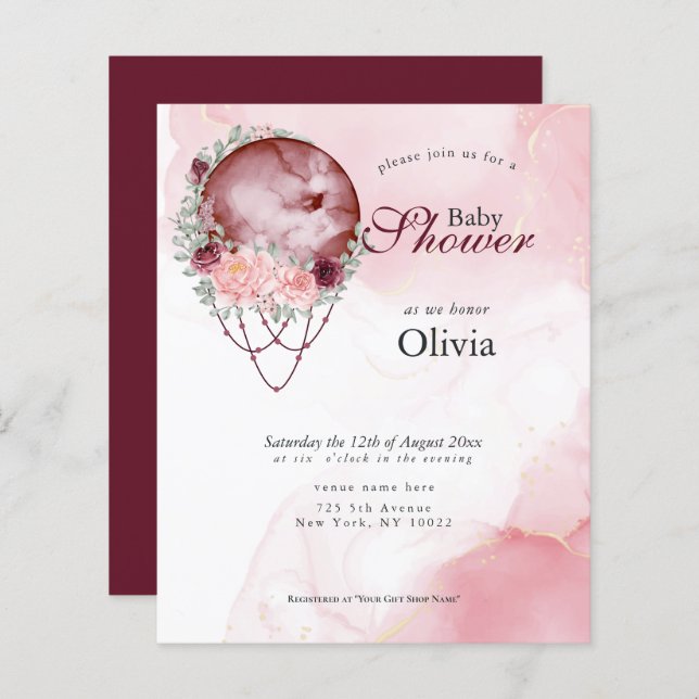 Lua cheia, russa, Chá de fraldas de orçamento rosa (Frente/Verso)