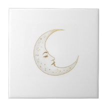 Lua Crescente Celestial Face Dourado Prata Branco