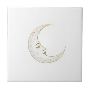 Lua Crescente Celestial Face Dourado Prata Branco