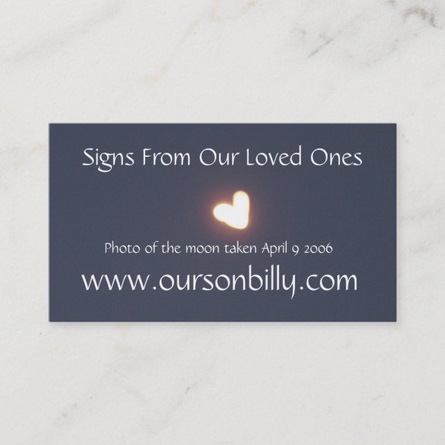 Lua dada forma coração do cartão de visita (Frente)