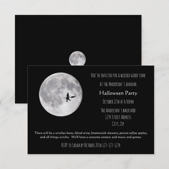 Lua de Boas Malícias - Convite de Festa de Hallowe (Frente/Verso)