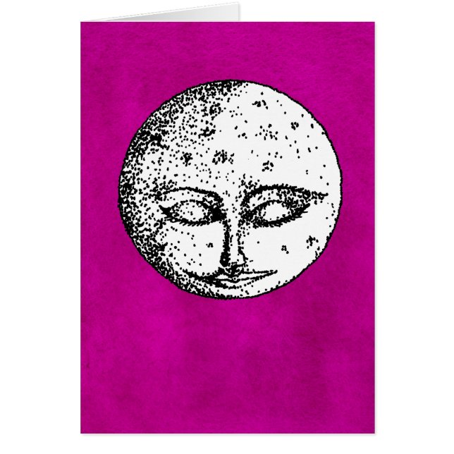 Lua do sono no cartão cor-de-rosa intenso (Frente)