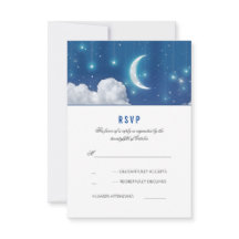 Lua e Estrelas Cartão RSVP de Casamento Romântico