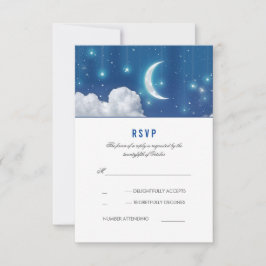 Lua e Estrelas Cartão RSVP de Casamento Romântico