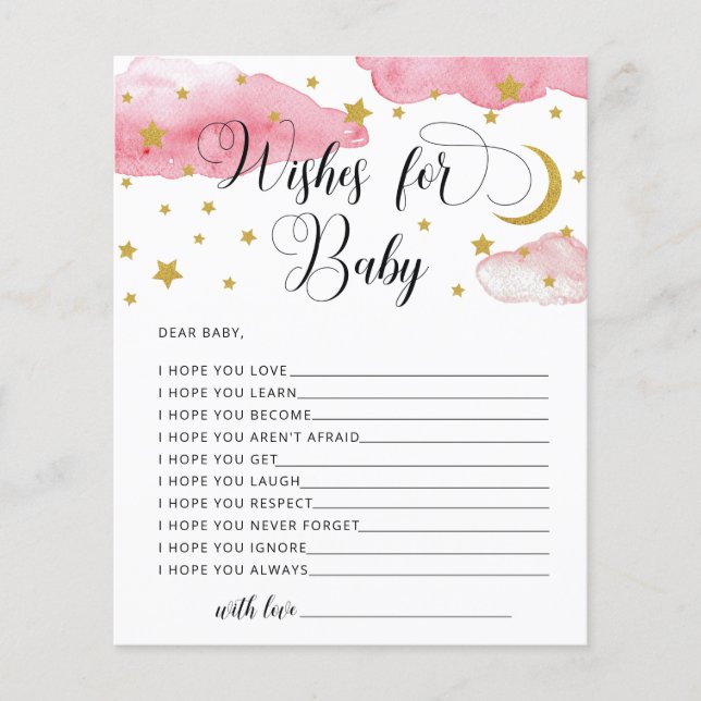 Lua e Estrelas Desejam Cartões para Bebê (Frente)