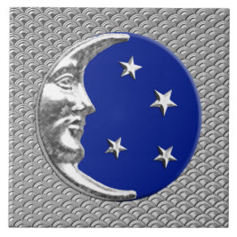 Lua e estrelas do art deco - azuis cobaltos e