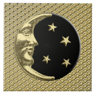 Lua e estrelas do art deco - preto e ouro