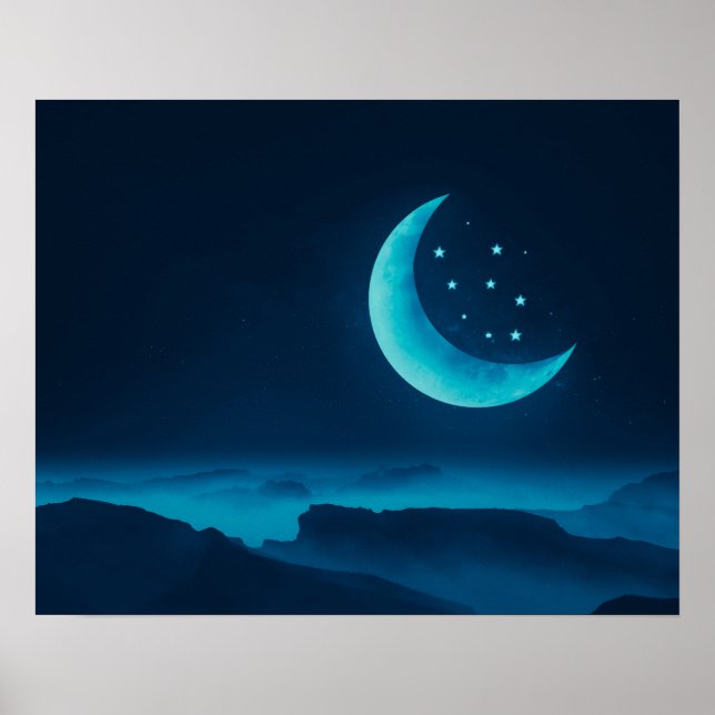 Lua e Montanhas do Quarto Azul | POSTER (Frente)