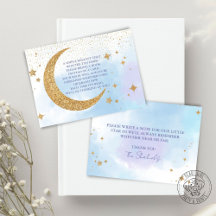 Lua e Stars Book para Cartão de Gabinete para Bebê